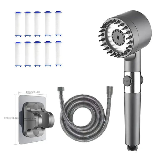 Functions Shower Head With ON/Off Button, High Pressure Shower Head Set With 1.5m Hose